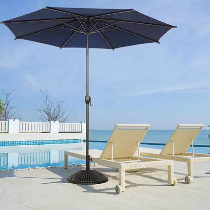 Abba Patio 9FT Lyon Outdoor Patio Umbrella Outdoor Table Umbrella with Push Button Tilt and Crank Market Umbrella 8 Sturdy Ribs UV Protection Waterproof for Garden Deck Backyard Pool, Navy Blue