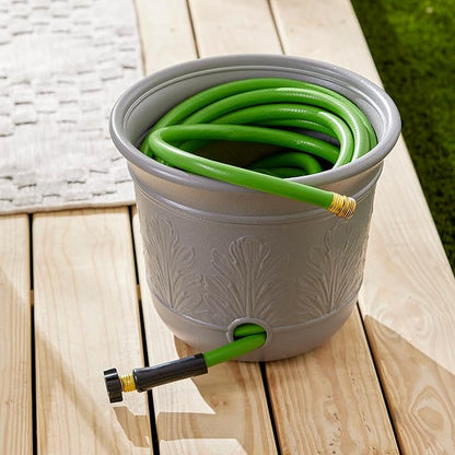 Suncast 2 Pack 300 Foot Heavy Duty 5 Gallon Decorative Plastic Hose Pot for Expandable and Lightweight Hoses, Ideal for Garden, Patio and Backyard Use