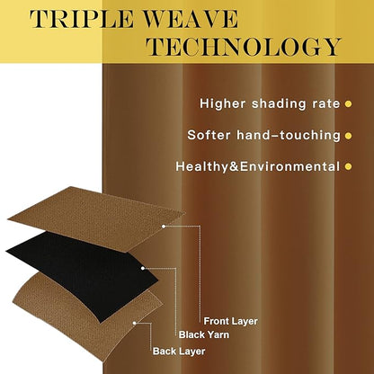 NICETOWN Blackout Doorway Curtain Drape 78 inch Long - Grommet Noise Reducing Thermal Insulated Solid Modern Window Treatments for Bedroom Closet (1 Panel, 52 x 78 Inch, Gold Brown)