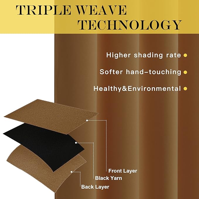 NICETOWN Blackout Curtains for Sliding Glass Door Room Divider Noise Reduce Curtain Panel Portable Window Screen Sliding Partition, W100 x L102 inches, 1 Panel, Gold Brown
