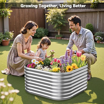 4 Pack 3x3FT Corrugated Galvanized Steel Raised Garden Bed Outdoor, Metal Above Ground Garden Bed for Vegetables and Flowers, Raised Beds for Gardening-3x3FTx10Inch