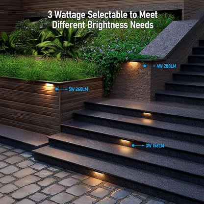 LEONLITE 7 Inch LED Hardscape Lighting, Update Retaining Wall Lights, LED Landscape Lighting, 12-24V AC/DC Paver Light Low Voltage, 3W/4W/5W Dimmable Outdoor Step Lights, 2700K Soft White, ETL, 4 Pack