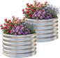 AHEONLAR 2 Pack 2x2x1.5ft Round Galvanized Raised Garden Bed Outdoor Metal Planter Box for Vegetables Steel Raised Beds for Gardening Silver