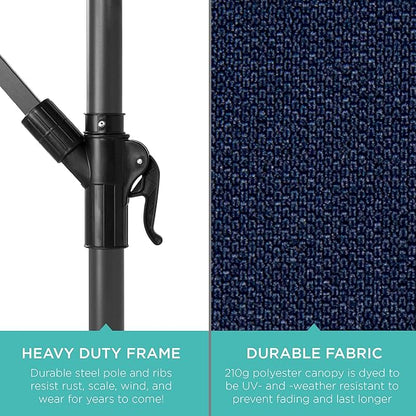 Best Choice Products 10ft Offset Cantilever Hanging Market Patio Umbrella, 8 Sturdy Ribs, Easy Adjustment - Navy Blue