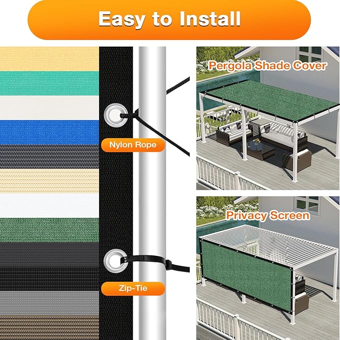 Artpuch Outdoor Pergola Shade Cover 10' X 18' Sun Shade Cloth with Grommets, 90% UV Protection Canopy Patio Privacy Screen (Customized Available) GN107, Green