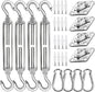 yofit 44 Pcs Shade Sail Hardware Kit, 6 Inch Outdoor Sun Sail Accessories, 304 Stainless Steel Turnbuckles & Brackets for Triangle/Rectangle Sails, Patio Canopy Installation Hardware Set Waterproof