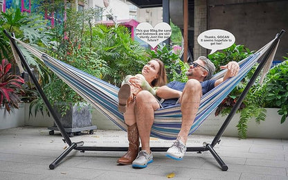 Double Hammock 2 Person Extra Large 330X150cm Load Capacity 600Pound Canvas Cotton Hammock for Patio Porch Garden Backyard Lounging Outdoor and Indoor XXL