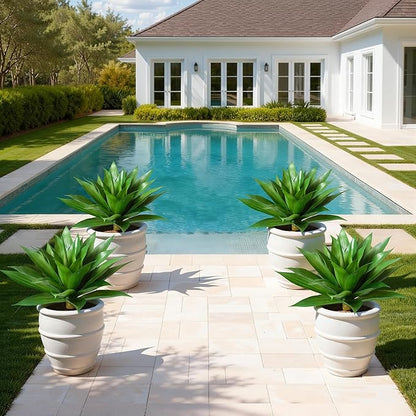 Ivydale Fake Plants 18 Inch Agave Artificial Plants Outdoor 2 PCS for Outside Decoration, Faux Greenery UV Resistant Artificial Outdoor Plants for Front Door Porch Planter Urn Patio Garden Yard(Green)