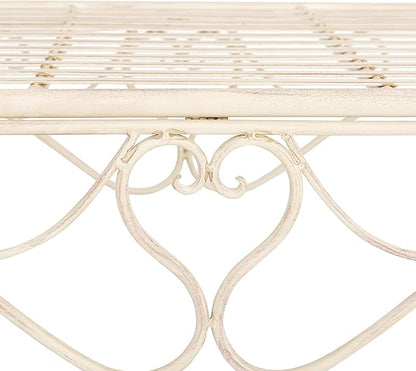 Safavieh PAT5016A Collection Arona Antique White Wrought Iron 51" Outdoor Garden Bench