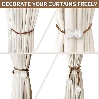 Hion Magnetic Curtain Tiebacks Dark Brown 6 Pack, Curtain Tiebacks Buckles Holdbacks Holders Hooks Clip for Home Bedroom Office Decorative Thick or Thin Curtain