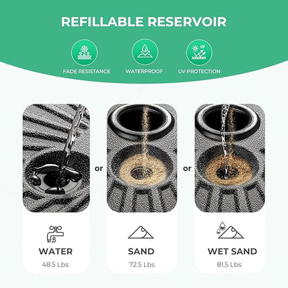 JEAREY 81.5lb Max Capacity Patio Umbrella Stand, Outdoor Umbrella Base Water Filled Stand, Heavy Duty Market Umbrella Holder for Patio, Deck, Poolside (Black)