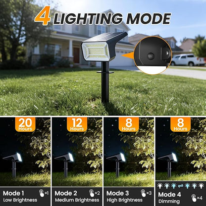 Fabrito Solar Spot Lights Outdoor 4 Pack, [108Leds, 4 Modes] Auto On/Off Spotlights, IP67 Waterproof Landscape Lights for Tree, Yard, Patio, Pool, Pathway, Driveway, Cool White