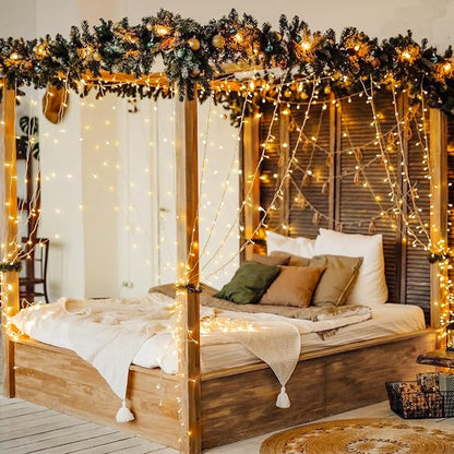 Curtain String Lights, 600 LED Warm White, 19.6 ft with Remote