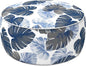 LVTXIII Indoor/Outdoor Inflatable Ottoman with Handle D21 x H9 Inch, Weather-Resistant Round Footstool Pouf for Patio Camping Living Room, Portable Footrest Extra Seating, Big Leaves