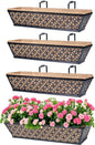 hehimhis Window Planter Box with Adjustable Bracket and Coco Liner for Porch, 24 Inch 4 Pack Balcony Planters Railing Hanging,Fence, Patio Hanging Planters for Garden Outdoor