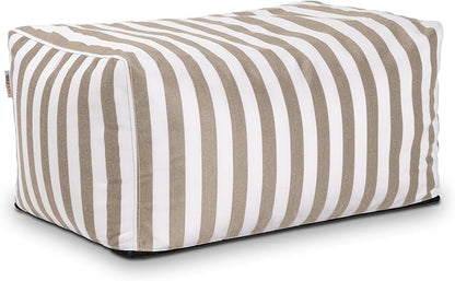 Jaxx Leon Outdoor Bean Bag Ottoman, Taupe Striped