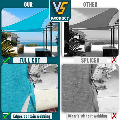 LOVE STORY Custom Size 15'x15'x15' Turquoise Blue Sun Shade Sail Triangle Sunhsade Fabric Awning Canopy for Patio Backyard Carport Pergola (Customized)