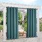 NICETOWN 2 Panels Windproof Outdoor Curtains Top and Bottom Grommet for Patio Waterproof, Fixed Outdoor Blinds Keep Warm & Privacy Thermal Insulated Blackout Drapes for Cabana, W52 x L84, Teal