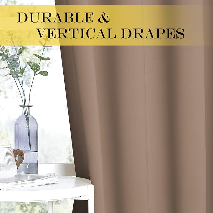 NICETOWN Blackout Curtains & Drapes - Privacy Thermal Efficiency Backdrop Curtains for Bedroom Room Divider Living Room Patio Sliding Glass Door, Wide 80 x Long 144 inch, Cappuccino, 1 Panel