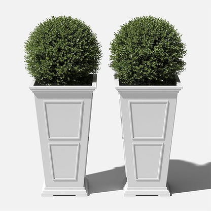 Veradek Fairmont Tall Plastic Planter - Large Outdoor Planter for Front Porch | Crack Resistant All-Weather Use | Classic Estate Design for Tall Plants, Flowers, Trees