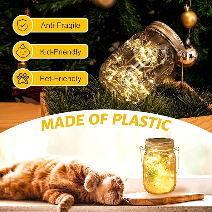 Solar Mason Jar Lanterns, 8 Pack with 30 Warm White LEDs