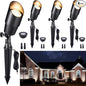 Gardenreet Brass Landscape Lighting - Black Outdoor Low Voltage Spotlights LED, 12V Wired Uplights, Waterproof Spot Lights for Outside Trees with 5W 5000K Daylight MR16 Bulb (4 Pack)
