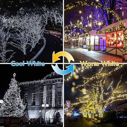 Warm White ⇋ Cool White 66Ft 200LED Christmas Fairy Lights Plug in with Remote, Waterproof String Lights Outdoor Indoor 8 Modes with Timer, Twinkle Lights for Girl's Room Garden Christmas Decorations
