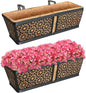 ZeeDix Railing Planter Boxes, 24 Inch Window Flower Box Planters with Coco Liner & Adjustable Brackets for Deck Porch Fence Patio Balcony Gardening Outdoor Plants (2 Pack)