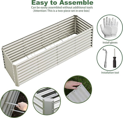 8x2x2ft Raised Garden Bed Kit, Galvanized Planter Garden Boxes Outdoor, Metal Raised Garden Beds for Vegetables,Fruits, Flower,Silver