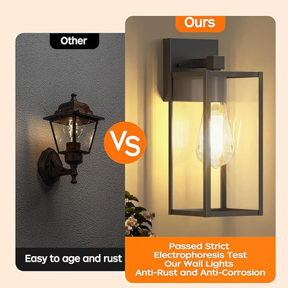 WIHTU 13in Outdoor Light Fixture Wall Mount, LED Exterior Lighting fixtures for Outside, Front Porch Lights, Waterproof Wall Sconce Lantern Lamp, Black Coach Lights for House, Patio, Garage, Doorway