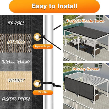 Artpuch Outdoor Pergola Shade Cover 11x23 FT Sun Shade Cloth with Grommets Dark Grey 90% UV Protection Canopy Patio Privacy Screen (Customized Available)