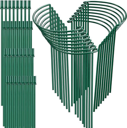 16 Pack 32 or 16 inch Adjustable Plant Support Stakes, Heavy-Duty Half Round Peony Support, Garden Plant Stakes Cage for Outdoor Plants, Peony, Tomato, Hydrangea, (16In Support +16In Extension Tubes)