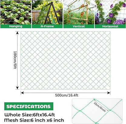DECYOOL 2 Pieces Trellis Netting for Climbing Plants, Garden Trellis Netting Plant Support Net 1.8 x 5 m Heavy Duty Nylon Climbing Vine Net for Outdoor Vegetables