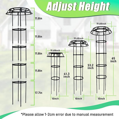 Garden Trellis for Climbing Plants Outdoor, 65 Inch Mushroom Top Trellis for Climbing Plants, Plant Trellis Support for Potted Plants Climbing Vine Rose Clematis Vegetable Trellis, 2 Pack