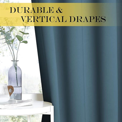 NICETOWN Smoky Blue Blackout Curtain for Living Room - Solid Thermal Insulated Grommet Blackout Panel/Drape for Bedroom Kitchen Window (1 Panel, 52 inches Wide by 54 inches Long)