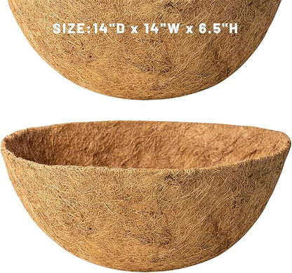 4 Pack 14 Inch Coconut Coir for Plants Natural Coco Fiber Liners for Hanging Planters Flower Basket Replacement Coco Coir Pots Liner for Outside Garden Plants Vegetables Herbs