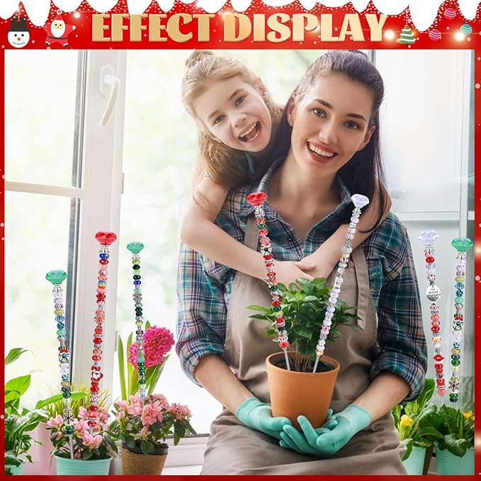 Decorative Garden Stakes DIY Fairy Wand Kit with Beads, Red Green White