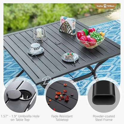 Sophia and William Outdoor Patio Dining Set for 4, Outdoor Table and Chairs, Removable Seat Cushions, Black 37" Patio Dining Table,Blue