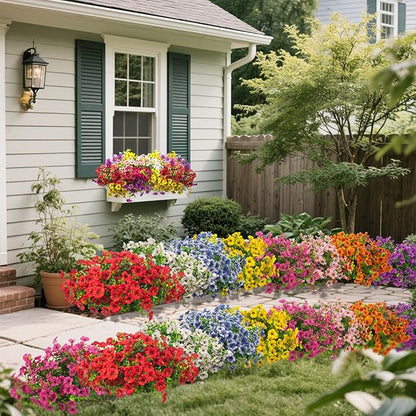 20 Bundles Artificial Flowers for Outdoors, UV Resistant Fake Plants Flowers Greenery Shrubs Plants for Decoration Outside Plants Hanging Planter Home Garden Decor (Orange)