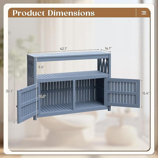 Acacia Wood Cabinet with 2 Magnetic Doors – Weatherproof Outdoor