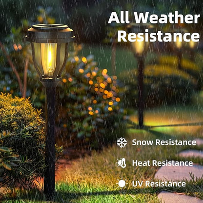DERAYSION 6 Pack Solar Lights Outdoor, Solar Pathway Lights Waterproof Garden Landscape Lighting for Path, Yard, Walkway, Driveway Decor- 6 Pack Warm White