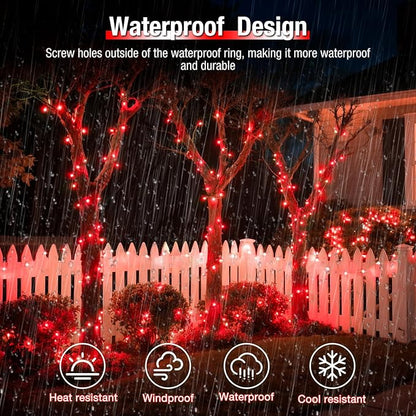 btfarm 4 Pack Solar String Lights Outdoor - 320LED 132FT Solar Fairy Lights Outside Waterproof 8 Modes, Copper Wire Solar Powered Twinkling Lights for Tree Garden Christmas Wedding Party Decor, Red