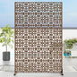 Casaphoria Metal Privacy Screen Outdoor, 72" H x 47" W Freestanding Decorative Privacy Screen for Patio Deck Balcony Garden with Stable Base, Brown-Perilla