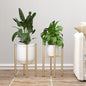 Plant Stand Indoor for 2 Height Options ,Mid Century Modern Outdoor Planter Holder,Corner plant stand Capacity of 160LB for 8 to 14 Inch Pots Golden with Round Plate 2 Pack