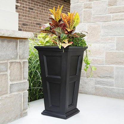 Mayne Fairfield 34-Inch Tall Planter – Weather-Resistant Self-Watering Indoor/Outdoor Garden Pot for Flowers, Patio, Porch, and Entryway, Durable Design