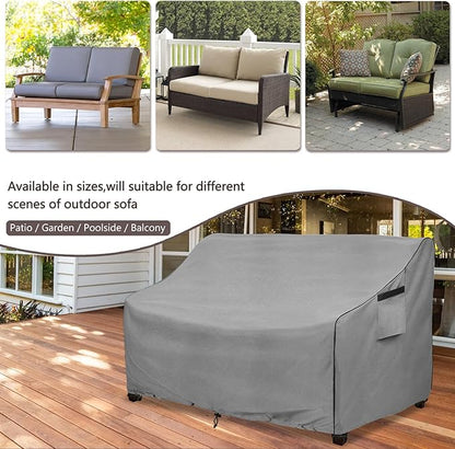 Sofa Cover for Patio Loveseats and 3-Seat Sofas, Waterproof Polyester in Grey