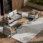 ZANDOR Aluminum Outdoor Patio Conversation Furniture Set, 4 PCS Metal Modern Outside Sectional Lawn Furniture with Coffee Table & Washable Thick Cushions,Seating Sofa for Garden/Backyard/Porch Silver