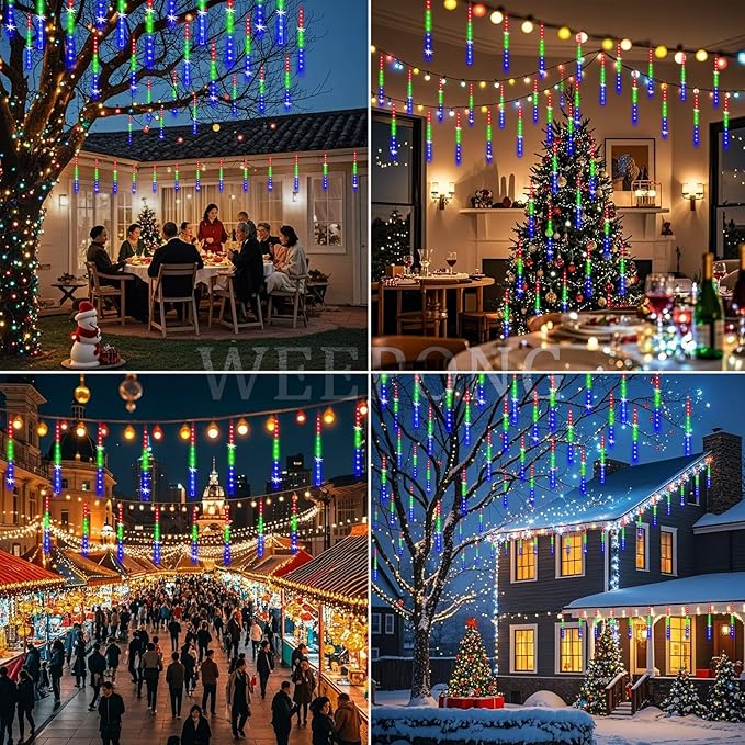 String Lights 32 Tubes 768 LEDs Multicolor Icicle Outdoor Lights