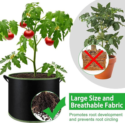 NACHLYNN 5-Pack 15 Gallon Grow Bags Thickened Nonwoven Fabric Pots Heavy Duty Aeration Fabric Pots with Handles Plant for Gardening Fruits Flowers Plant