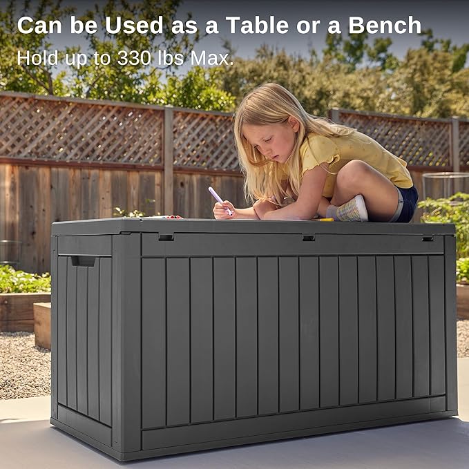 Deck Box 60 Gallon Black Resin Lockable Patio Storage